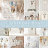 Bear in Blue Balloon First Birthday Bundle, Boy Birthday, Printable File, Edit Yourself, SH80 Bear in Blue Balloon First Birthday Bundle, Boy Birthday, Printable File, Edit Yourself, SH80