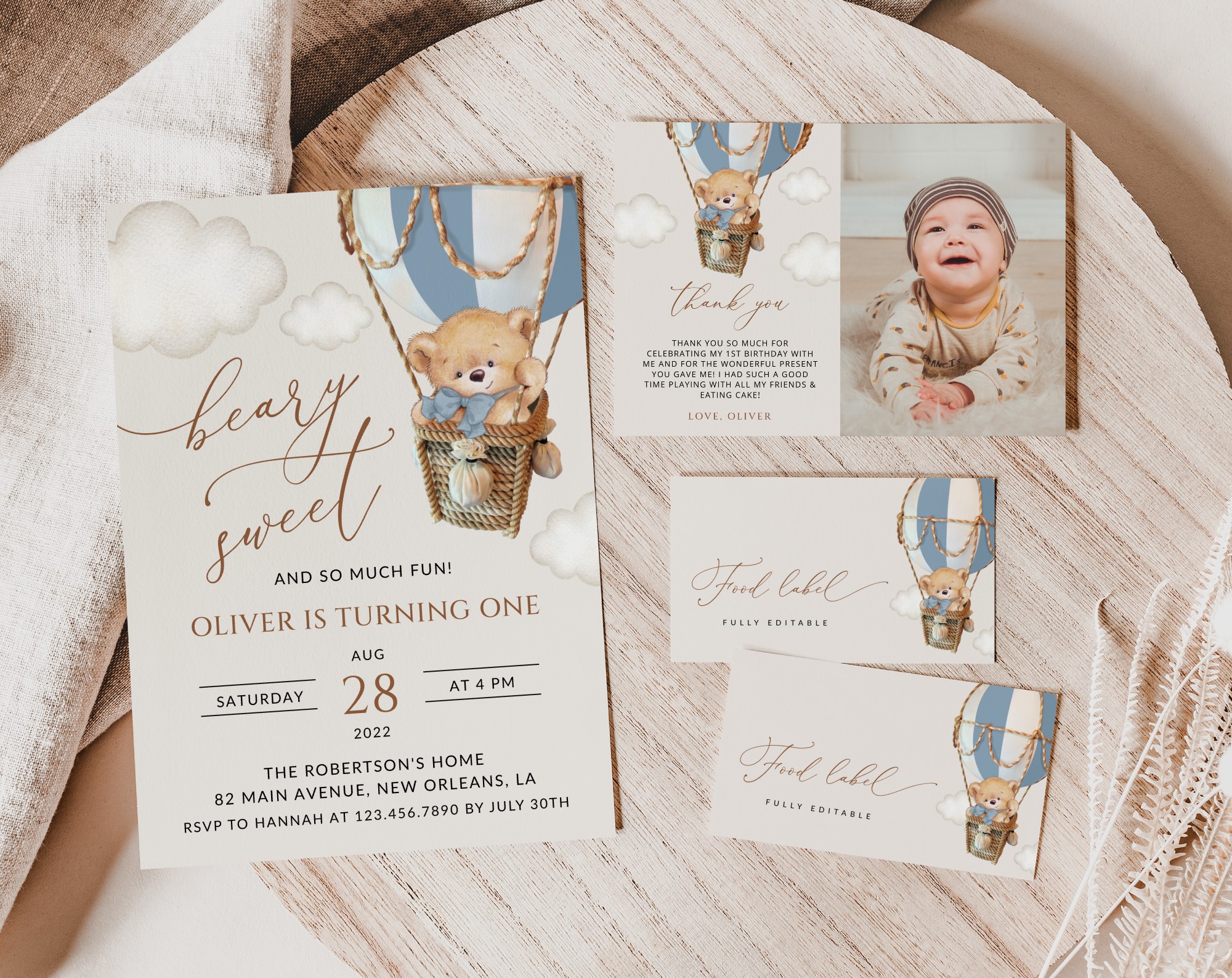 SH80 Bear in Blue Balloon First Birthday Shop by Collection SH80 Bear in Blue Balloon First Birthday Shop by Collection