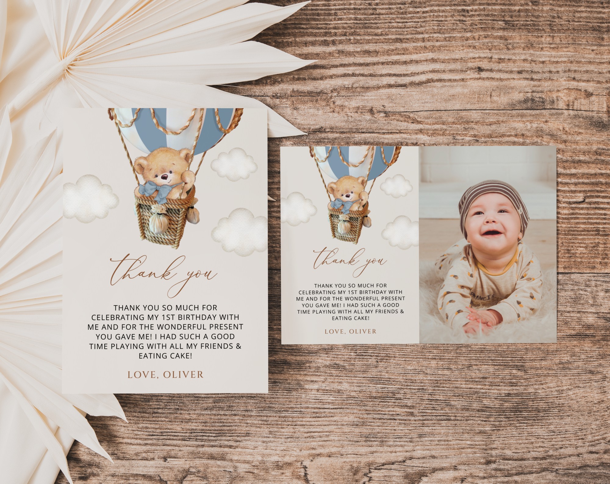 Bear in Blue Balloon Thank You Card, First Birthday, Boy Birthday, Printable File, Edit Yourself, SH80 Bear in Blue Balloon Thank You Card, First Birthday, Boy Birthday, Printable File, Edit Yourself, SH80