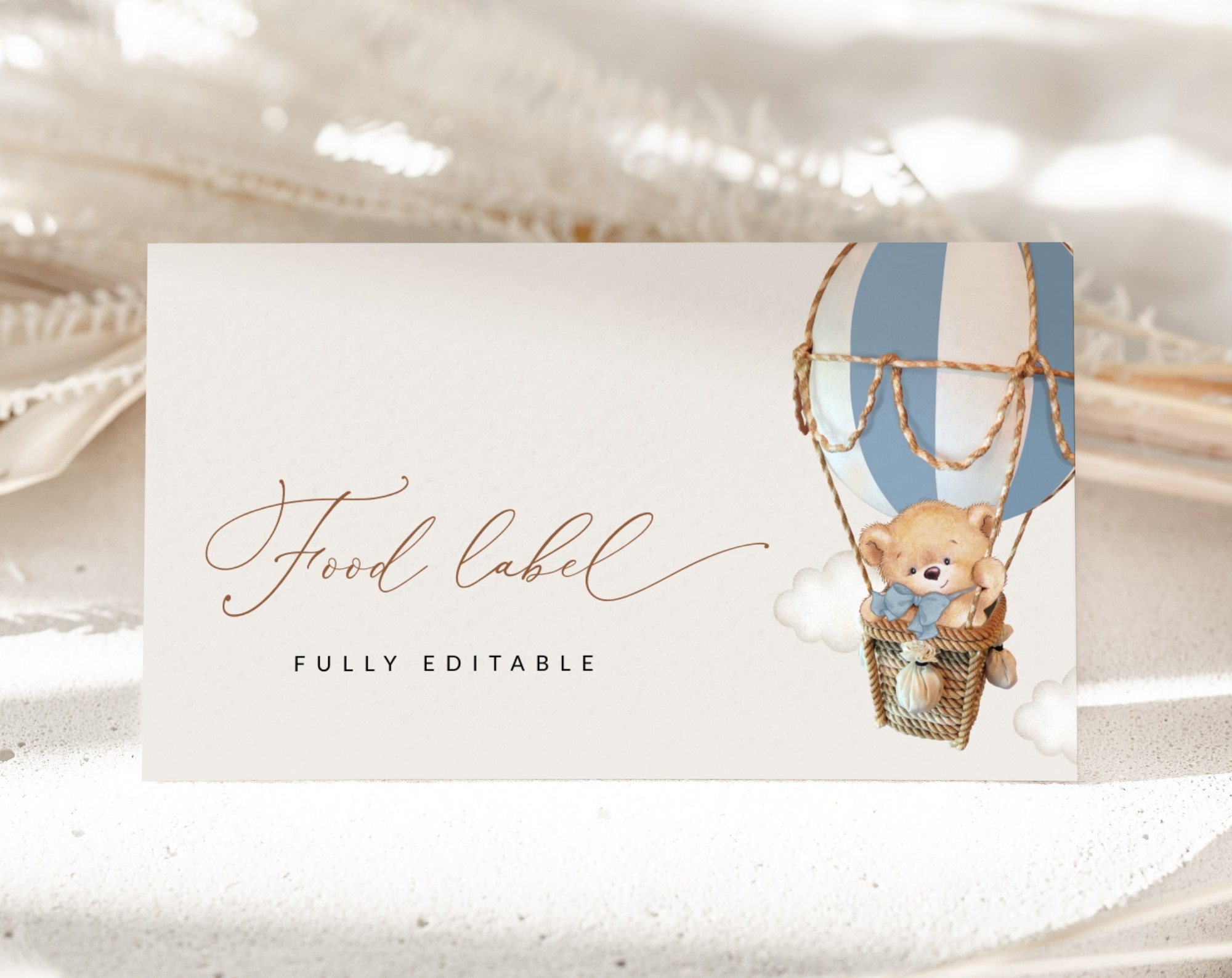 Bear in Blue Balloon Food Label, First Birthday, Boy Birthday, Printable File, Edit Yourself, SH80 Bear in Blue Balloon Food Label, First Birthday, Boy Birthday, Printable File, Edit Yourself, SH80