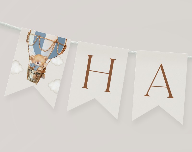 Bear in Blue Balloon Happy Birthday Banner, First Birthday, Boy Birthday, Printable File, Edit Yourself, SH80 Bear in Blue Balloon Happy Birthday Banner, First Birthday, Boy Birthday, Printable File, Edit Yourself, SH80