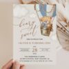 Bear in Blue Balloon First Birthday Invitation, Birthday Stationery, Boy Birthday, Printable File, Edit Yourself, SH80