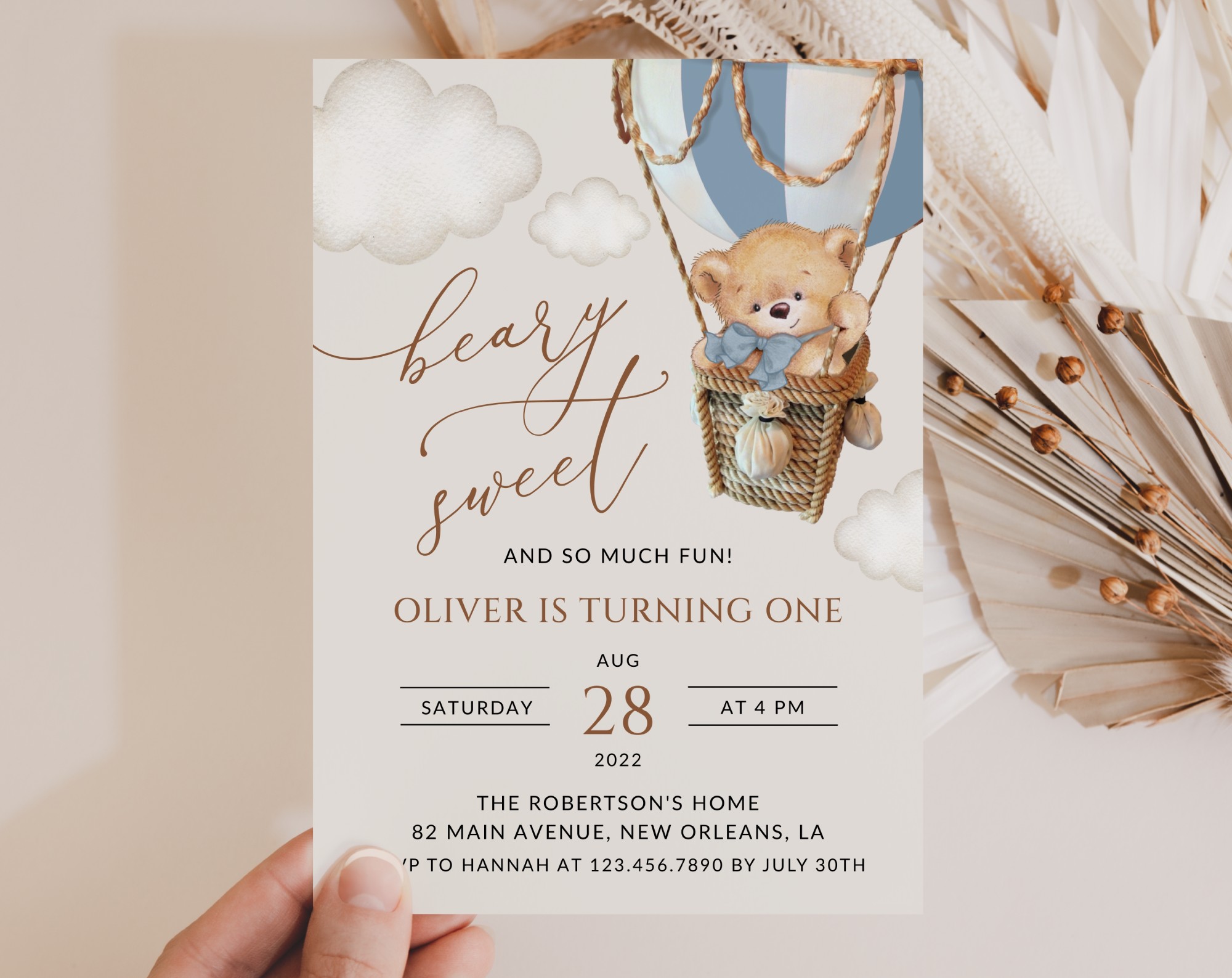 Bear in Blue Balloon First Birthday Invitation, Birthday Stationery, Boy Birthday, Printable File, Edit Yourself, SH80 Bear in Blue Balloon First Birthday Invitation, Birthday Stationery, Boy Birthday, Printable File, Edit Yourself, SH80
