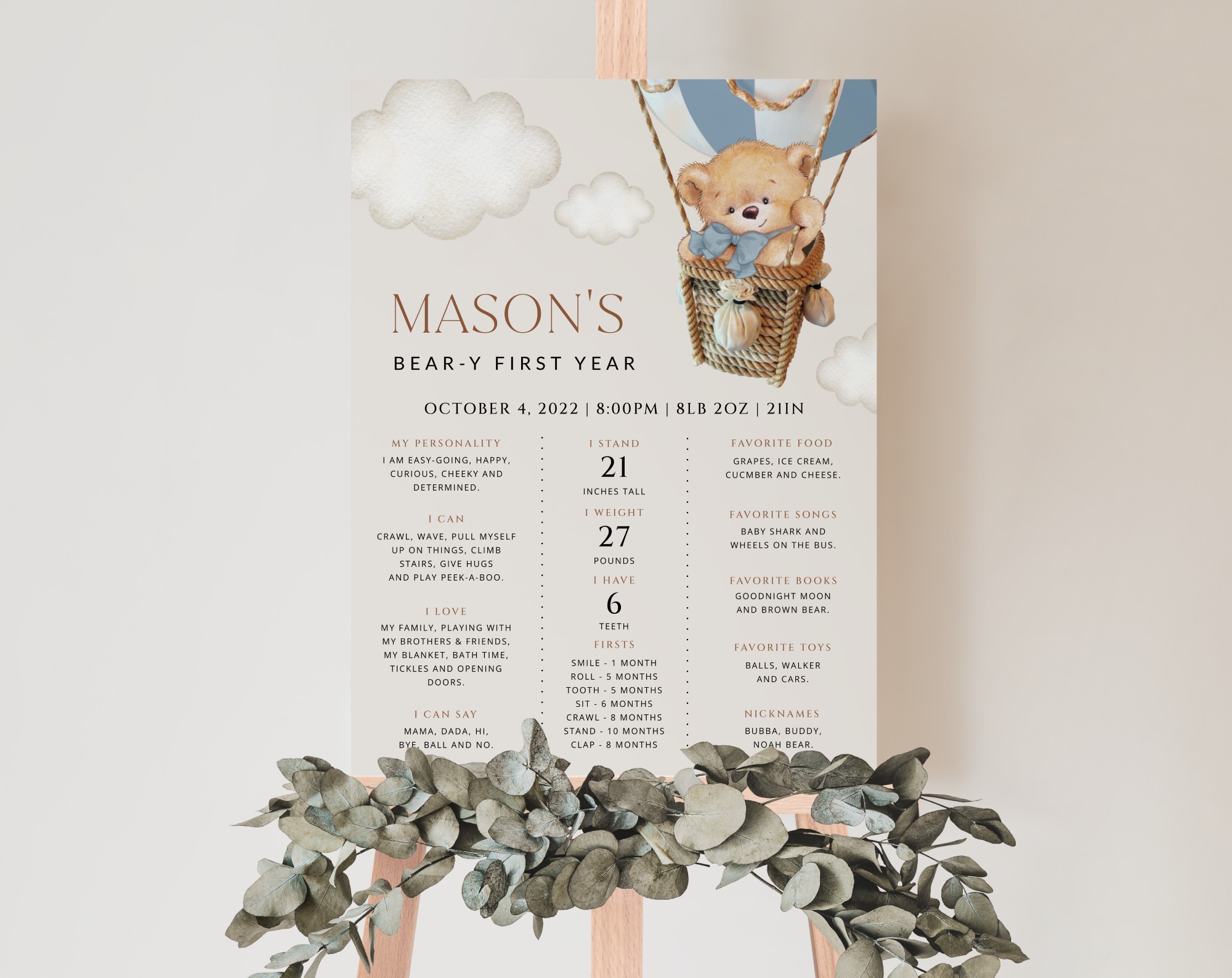 Bear in Blue Balloon Milestone Sign, Birthday Sign, First Birthday, Boy Birthday, Printable File, Edit Yourself, SH80 Bear in Blue Balloon Milestone Sign, Birthday Sign, First Birthday, Boy Birthday, Printable File, Edit Yourself, SH80