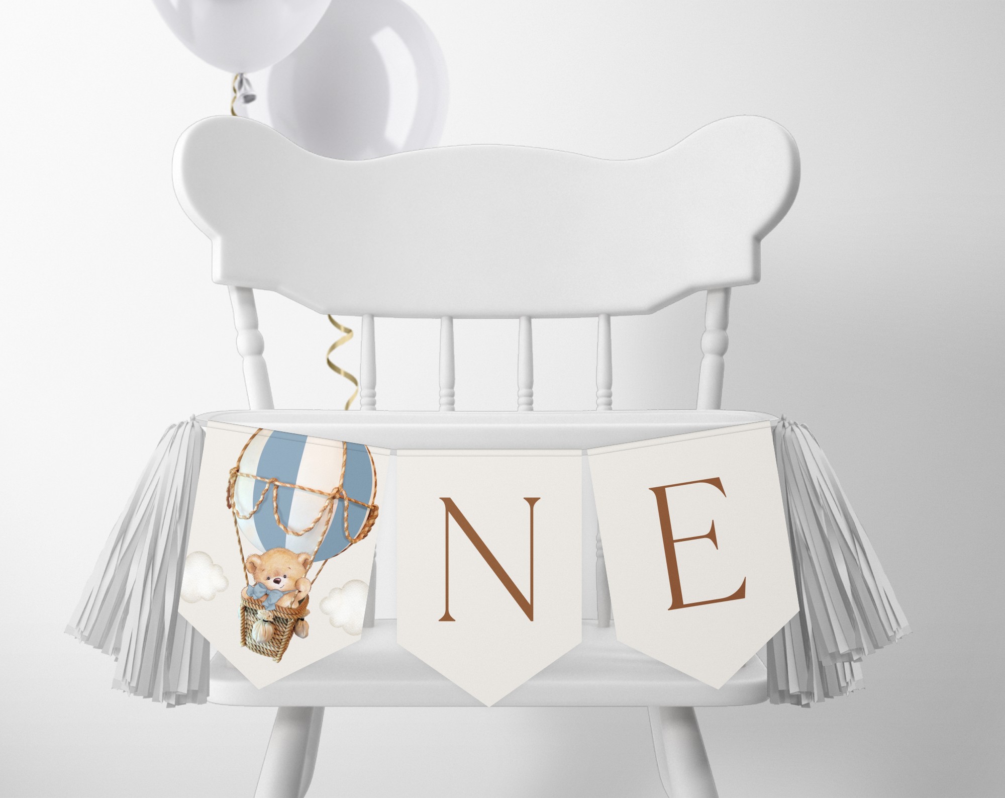 Bear in Blue Balloon One High Chair Banner, First Birthday, Boy Birthday, Printable File, Edit Yourself, SH80 Bear in Blue Balloon One High Chair Banner, First Birthday, Boy Birthday, Printable File, Edit Yourself, SH80