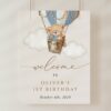 Bear in Blue Balloon Welcome Sign, Birthday Sign, First Birthday, Boy Birthday, Printable File, Edit Yourself, SH80