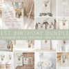 Bear in Green Balloon First Birthday Bundle, Boy Birthday, Printable File, Edit Yourself, SH81 Bear in Green Balloon First Birthday Bundle, Boy Birthday, Printable File, Edit Yourself, SH81