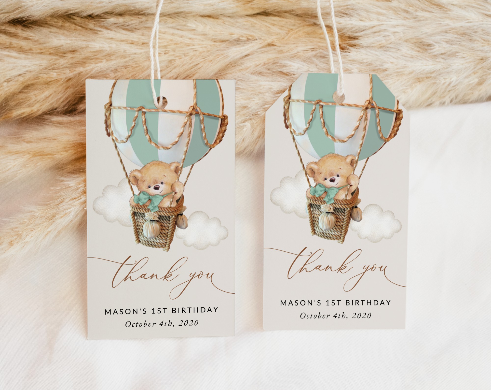 Bear in Green Balloon Favor Tags, Gift Tags, First Birthday, Boy Birthday, Printable File, Edit Yourself, SH81 Bear in Green Balloon Favor Tags, Gift Tags, First Birthday, Boy Birthday, Printable File, Edit Yourself, SH81