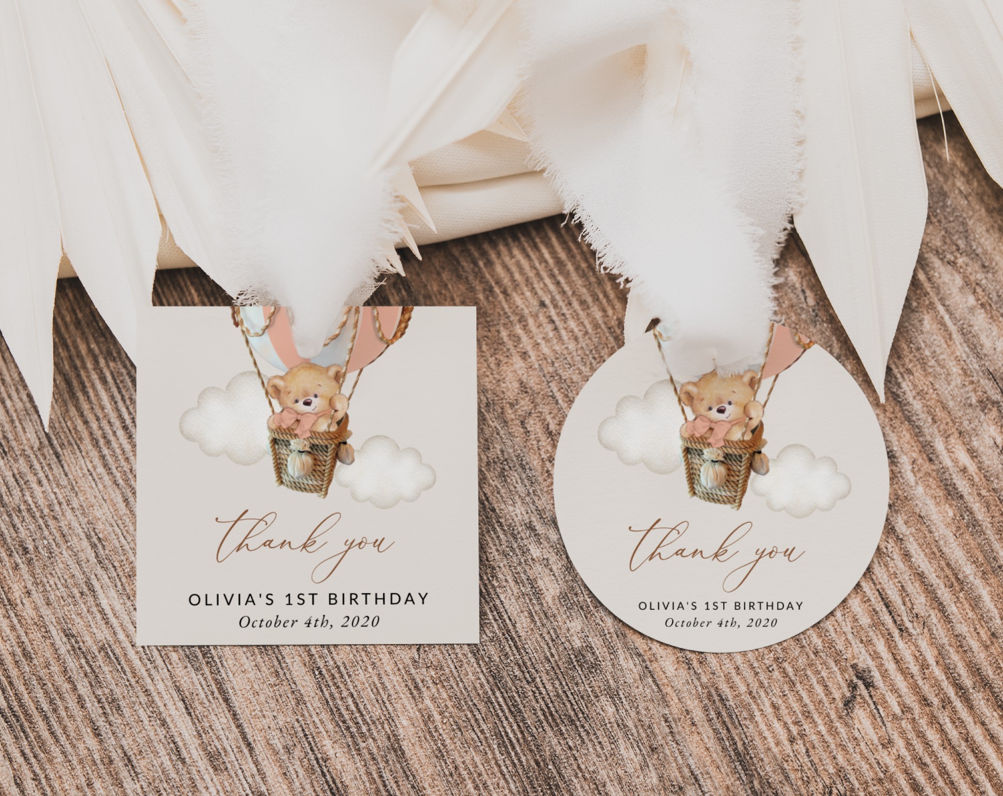 Bear in Pink Balloon Favor Tags, Gift Tags, First Birthday, Girl Birthday, Printable File, Edit Yourself, SH82 Bear in Pink Balloon Favor Tags, Gift Tags, First Birthday, Girl Birthday, Printable File, Edit Yourself, SH82