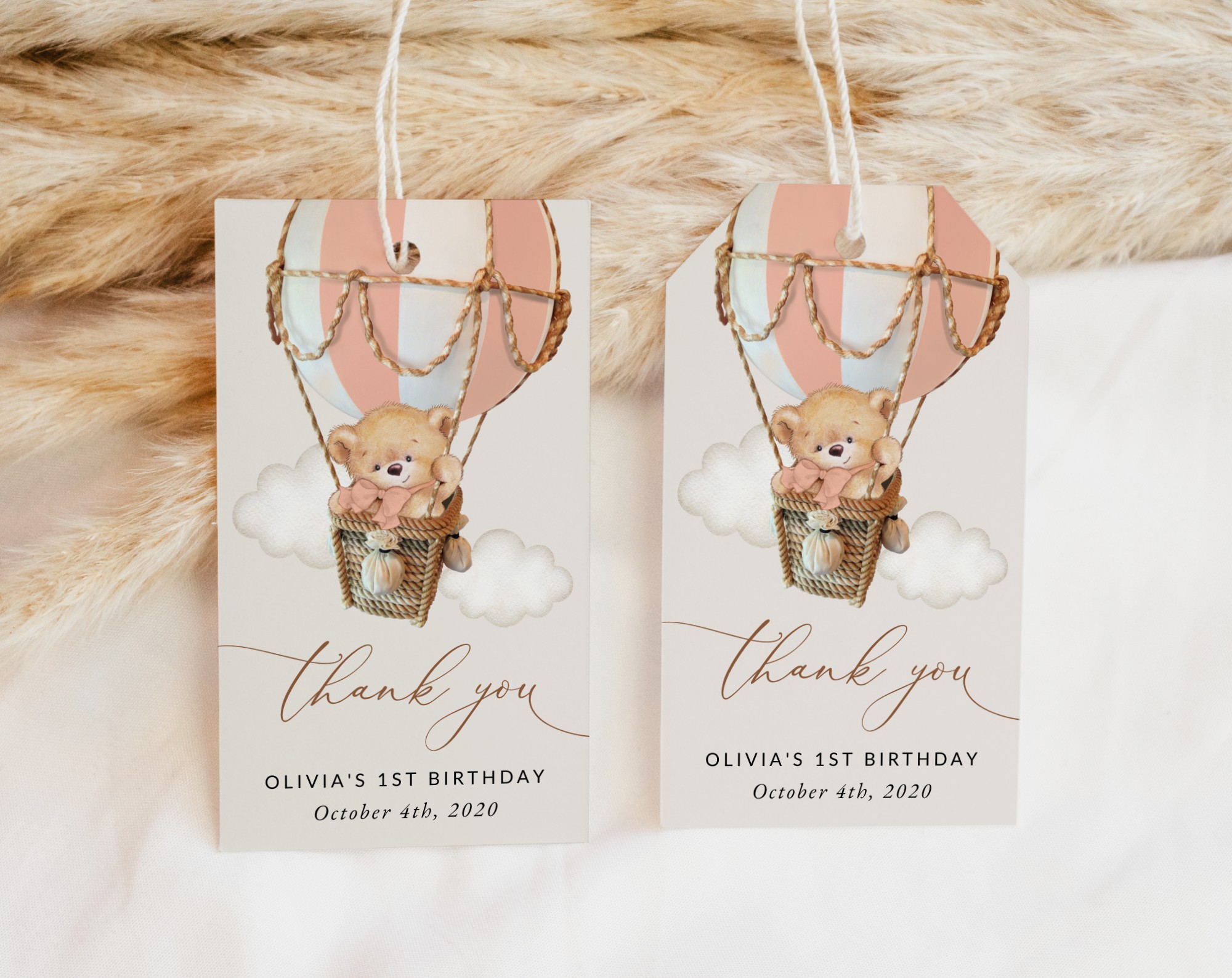 Bear in Pink Balloon Favor Tags, Gift Tags, First Birthday, Girl Birthday, Printable File, Edit Yourself, SH82 Bear in Pink Balloon Favor Tags, Gift Tags, First Birthday, Girl Birthday, Printable File, Edit Yourself, SH82