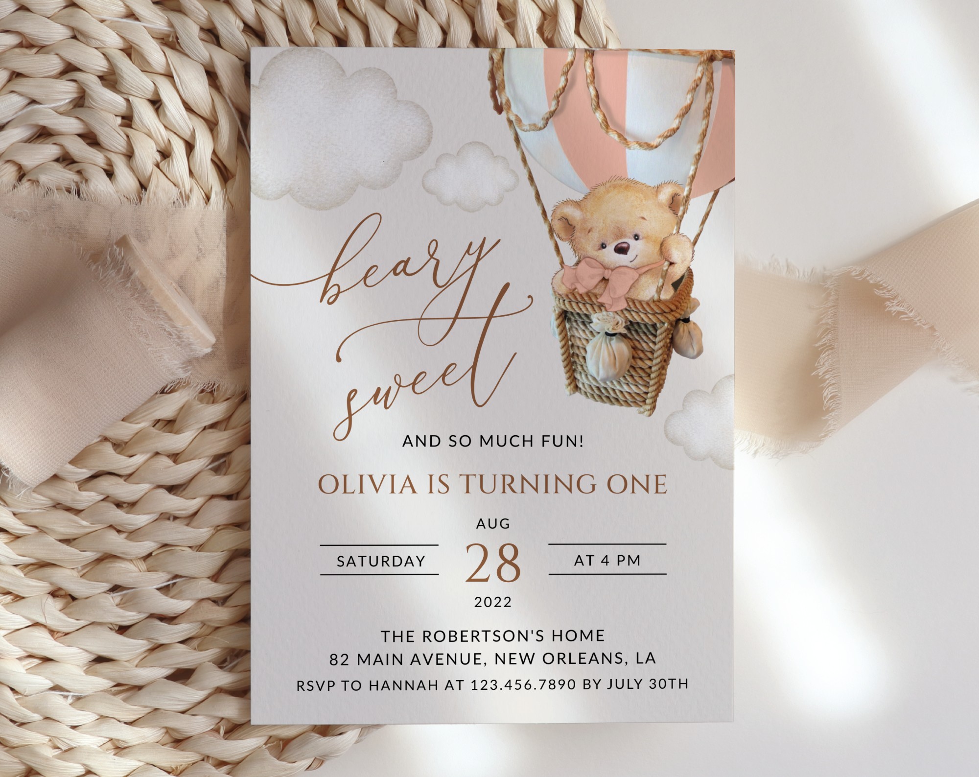 Bear in Pink Balloon First Birthday Invitation, Birthday Stationery, Girl Birthday, Printable File, Edit Yourself, SH82 Bear in Pink Balloon First Birthday Invitation, Birthday Stationery, Girl Birthday, Printable File, Edit Yourself, SH82