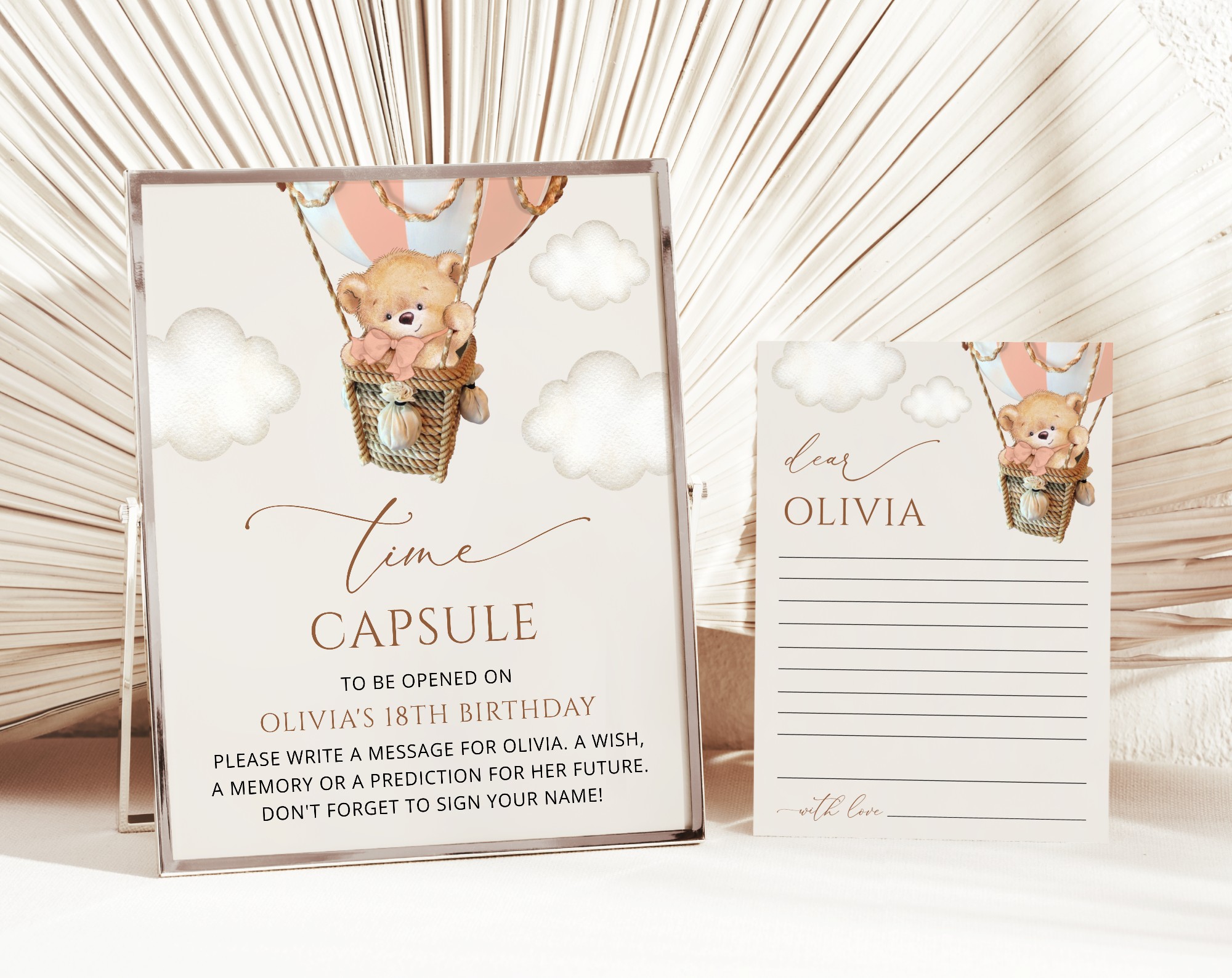 Bear in Pink Balloon Time Capsule, First Birthday, Girl Birthday, Printable File, Edit Yourself, SH82 Bear in Pink Balloon Time Capsule, First Birthday, Girl Birthday, Printable File, Edit Yourself, SH82