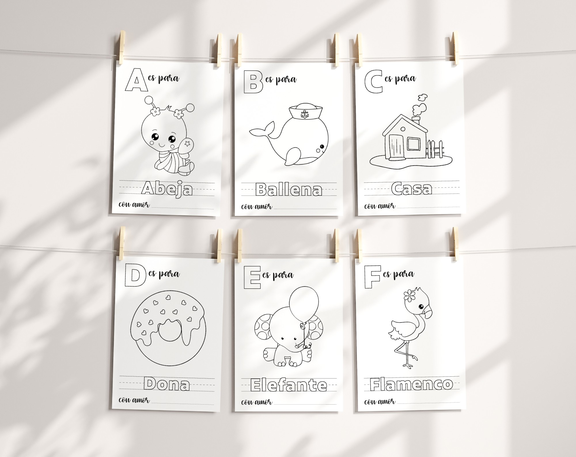 Spanish Baby's First ABC Book, Coloring Pages, Baby Shower Activity, Printable File, 2 Sizes Included Spanish Baby's First ABC Book, Coloring Pages, Baby Shower Activity, Printable File, 2 Sizes Included