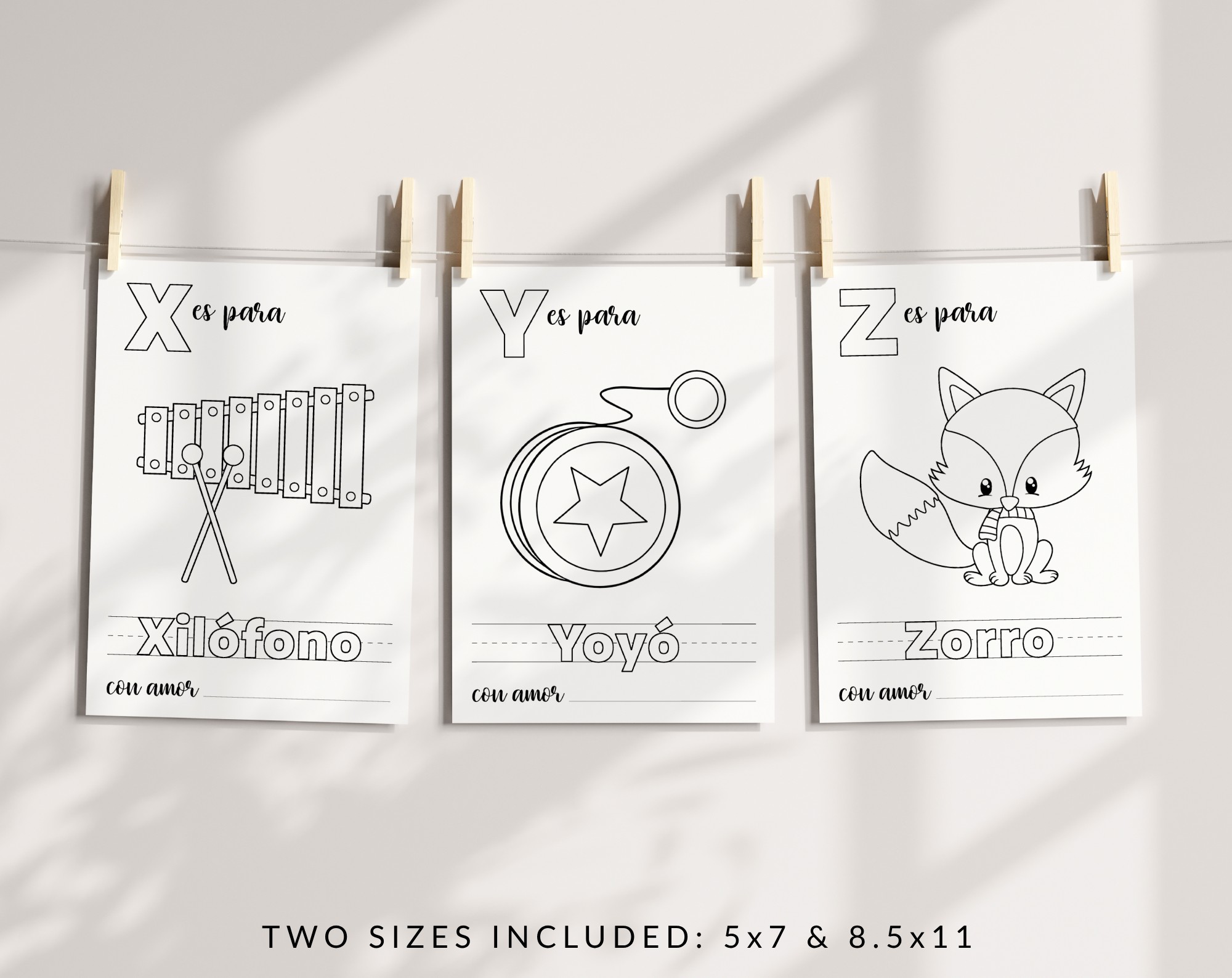 Spanish Baby's First ABC Book, Coloring Pages, Baby Shower Activity, Printable File, 2 Sizes Included Spanish Baby's First ABC Book, Coloring Pages, Baby Shower Activity, Printable File, 2 Sizes Included