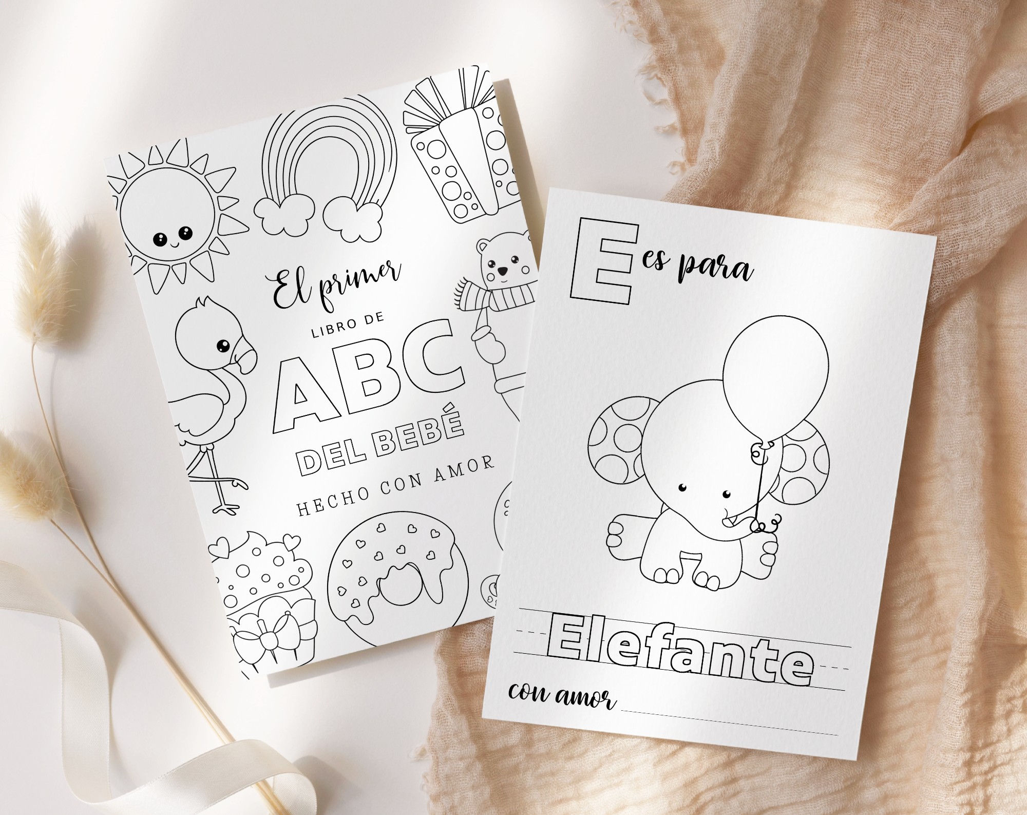 Spanish Baby's First ABC Book, Coloring Book, Baby Shower Activity, Printable File, 2 Sizes Included Spanish Baby's First ABC Book, Coloring Book, Baby Shower Activity, Printable File, 2 Sizes Included