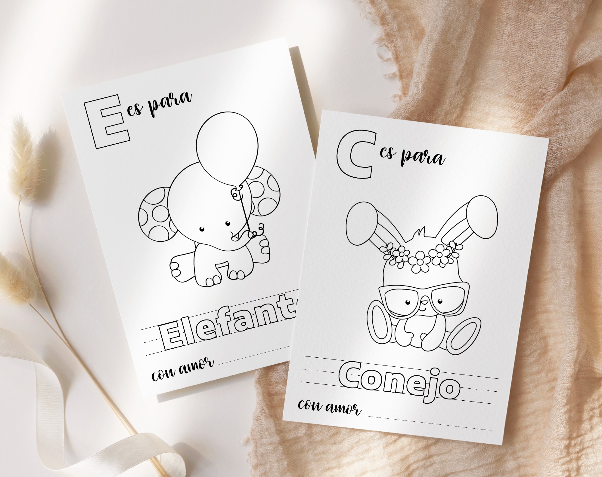 Spanish Baby's First Animals ABC Book, Coloring Pages, Baby Shower Activity, Printable File, 2 Sizes Included Spanish Baby's First Animals ABC Book, Coloring Pages, Baby Shower Activity, Printable File, 2 Sizes Included