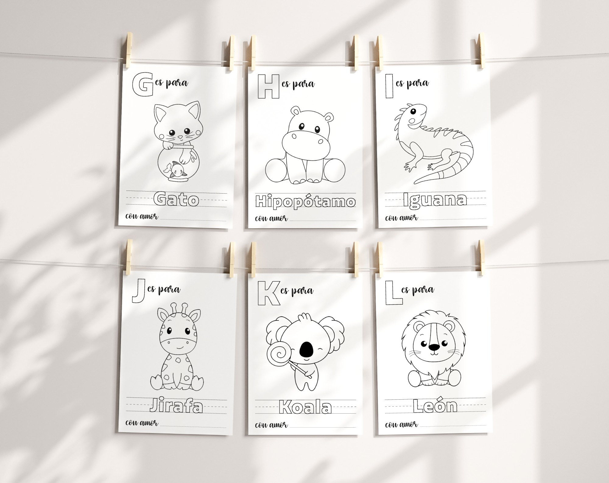 Spanish Baby's First Animals ABC Book, Coloring Pages, Baby Shower Activity, Printable File, 2 Sizes Included Spanish Baby's First Animals ABC Book, Coloring Pages, Baby Shower Activity, Printable File, 2 Sizes Included
