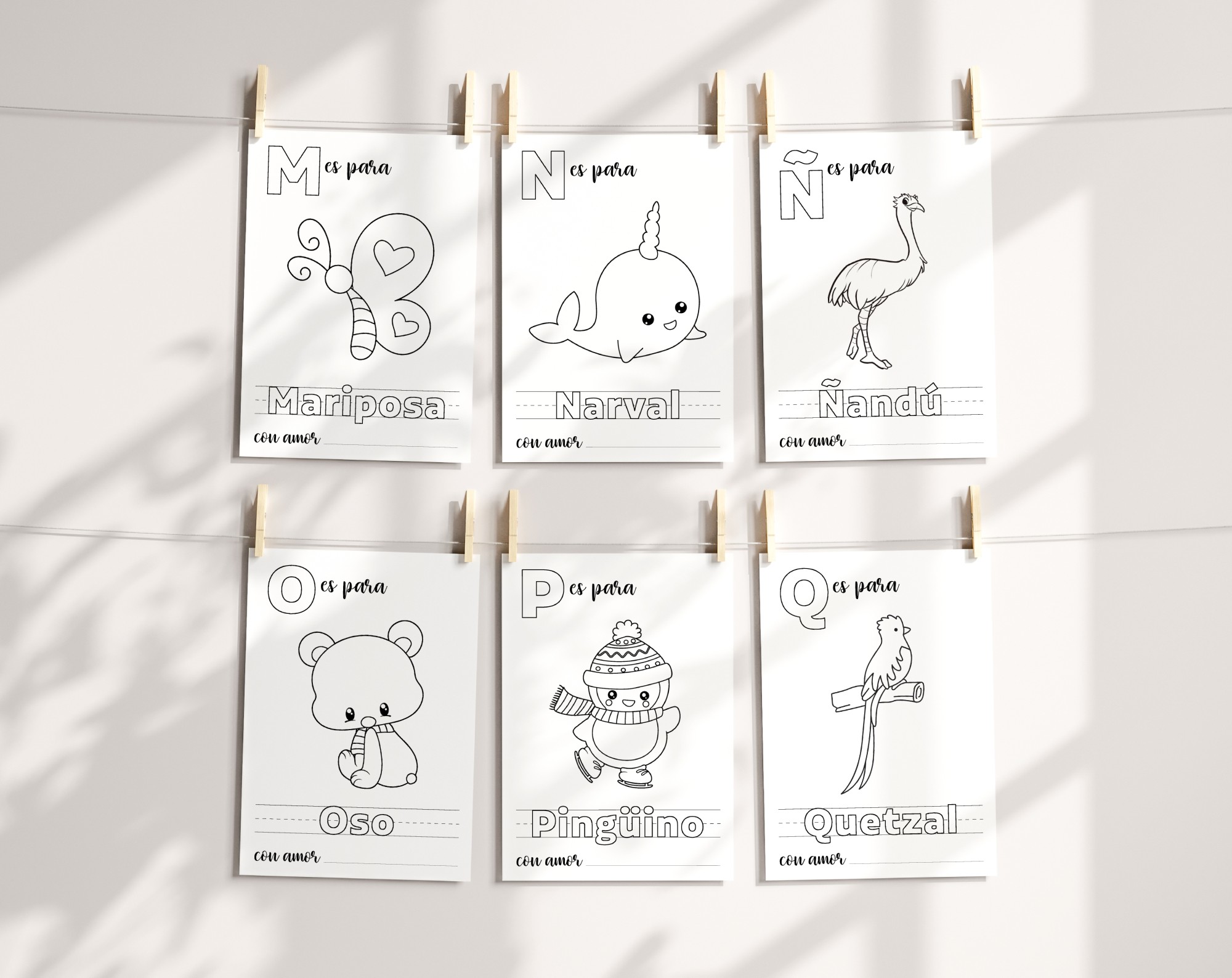 Spanish Baby's First Animals ABC Book, Coloring Pages, Baby Shower Activity, Printable File, 2 Sizes Included Spanish Baby's First Animals ABC Book, Coloring Pages, Baby Shower Activity, Printable File, 2 Sizes Included