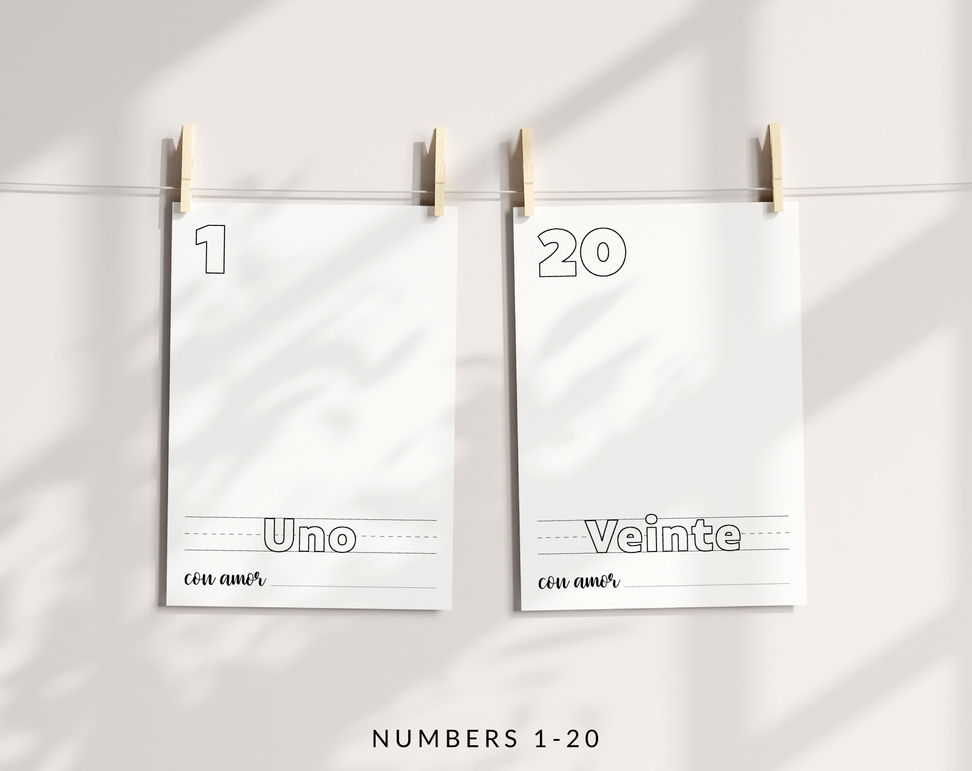 Spanish Baby's First 123 Book, Blank Version, Draw Your Own, Baby Shower Activity, Printable File, 2 Sizes Included