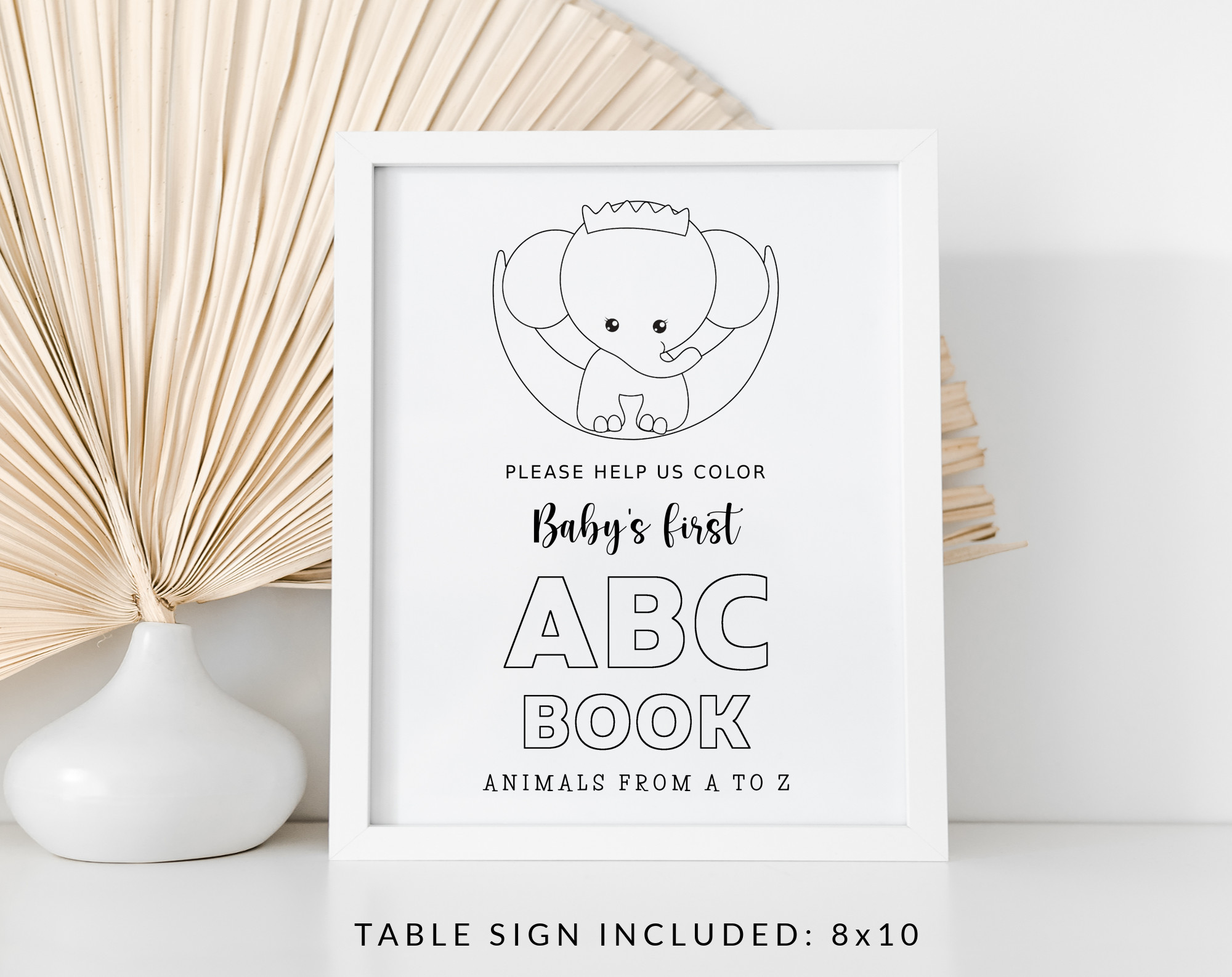 Baby's First Animals ABC Book, Coloring Pages, Baby Shower Activity, Printable File, 2 Sizes Included