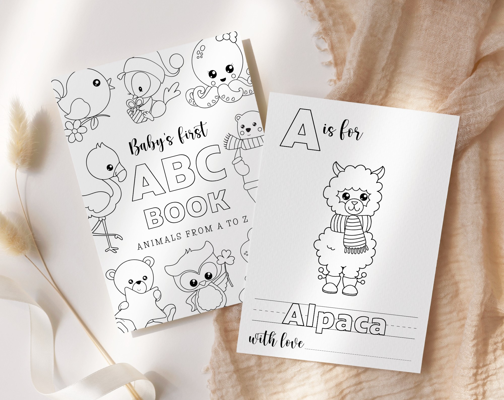 Baby's First Animals ABC Book, Coloring Book, Baby Shower Activity, Printable File, 2 Sizes Included Baby's First Animals ABC Book, Coloring Book, Baby Shower Activity, Printable File, 2 Sizes Included