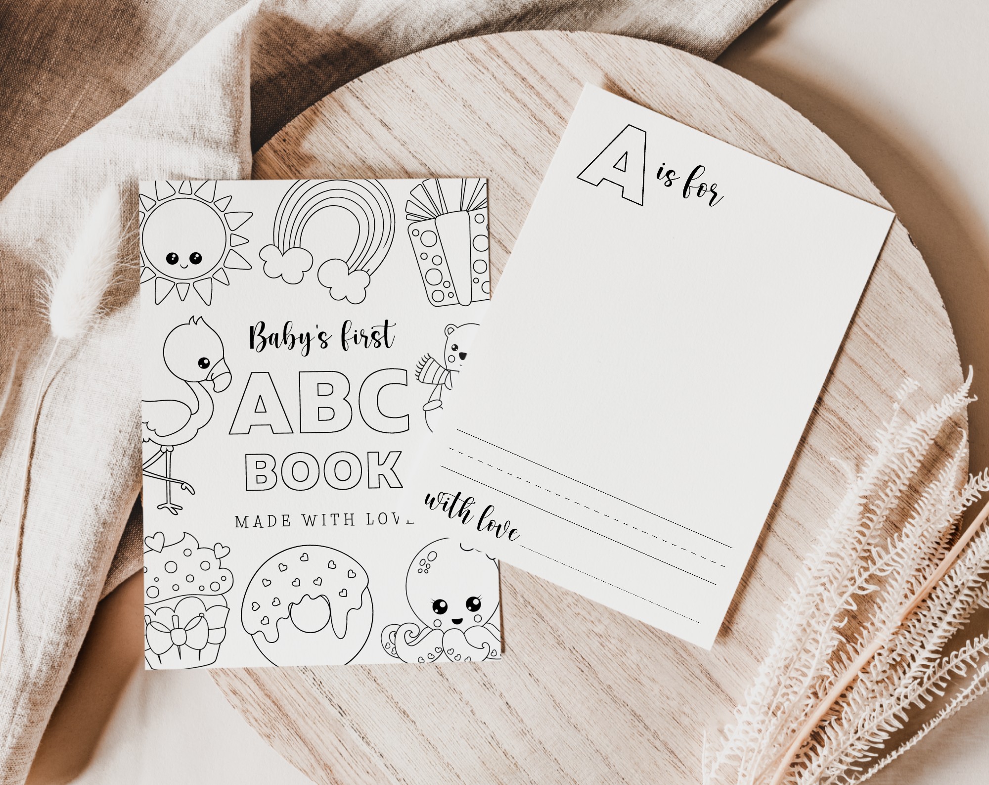 Baby's First ABC Book, Blank ABC Book, Draw Your Own, Baby Shower Activity, Printable File, 2 Sizes Included Baby's First ABC Book, Blank ABC Book, Draw Your Own, Baby Shower Activity, Printable File, 2 Sizes Included