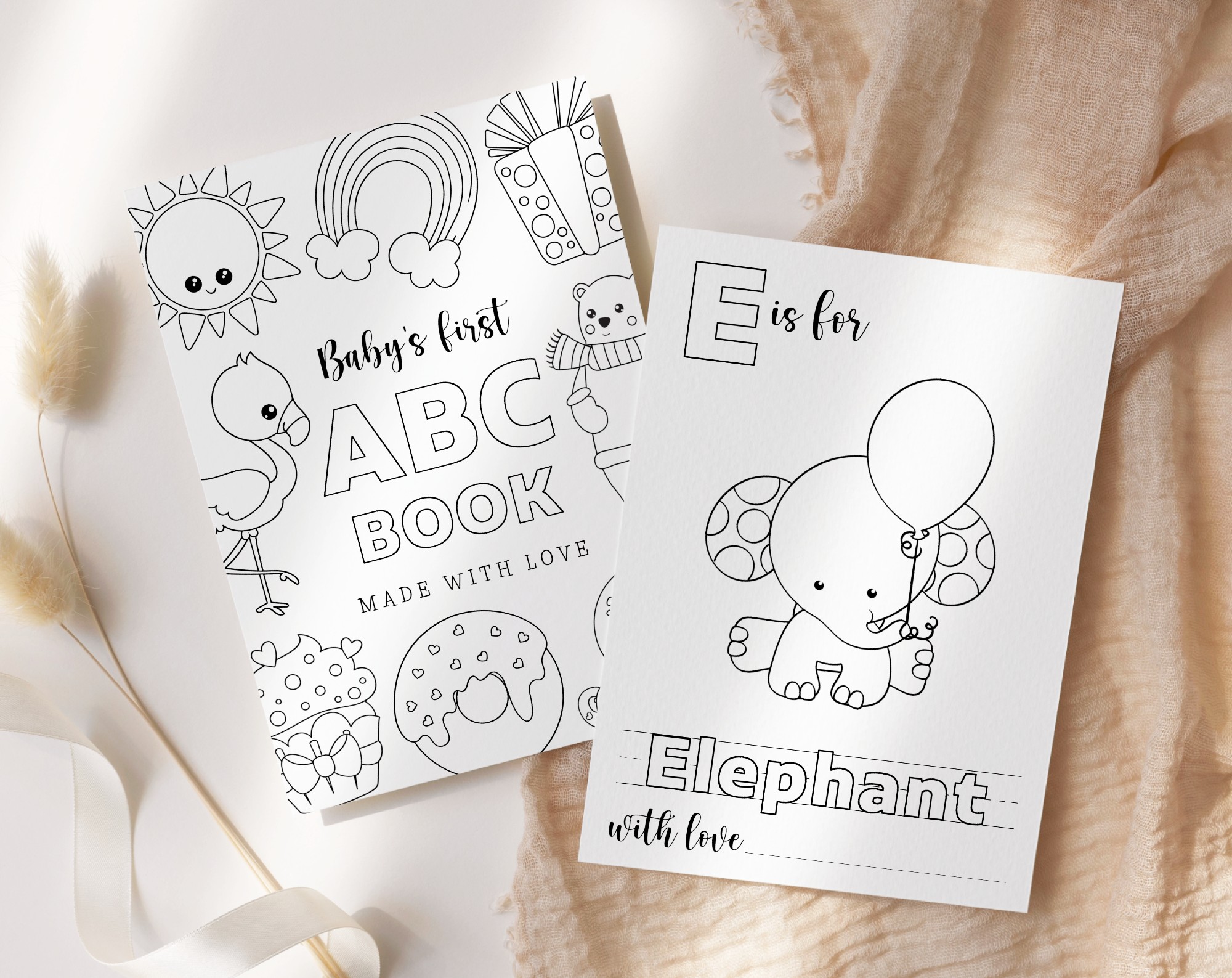 Baby's First ABC Book, Coloring Book, Baby Shower Activity, Printable File, 2 Sizes Included Baby's First ABC Book, Coloring Book, Baby Shower Activity, Printable File, 2 Sizes Included