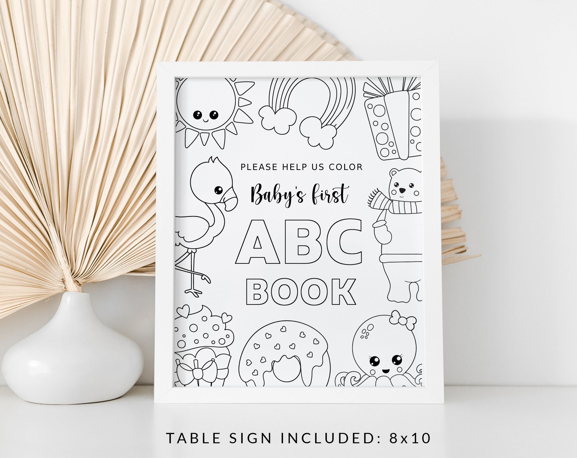 Baby's First ABC Book, Coloring Book, Baby Shower Activity, Printable File, 2 Sizes Included