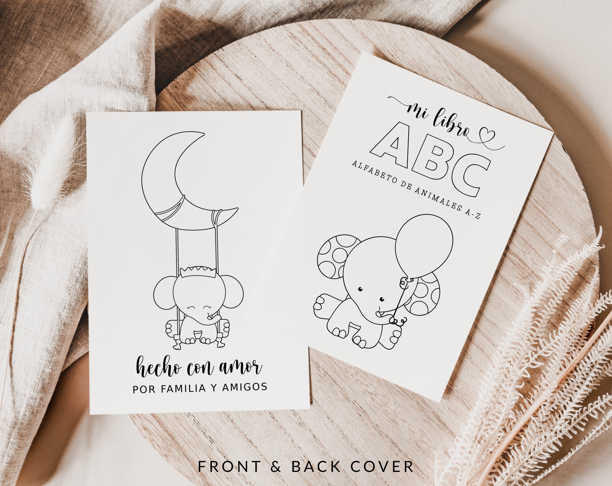 Baby's First Animals ABC Book, Coloring Pages, Baby Shower Activity, Printable File, 2 Sizes Included Baby's First Animals ABC Book, Coloring Pages, Baby Shower Activity, Printable File, 2 Sizes Included
