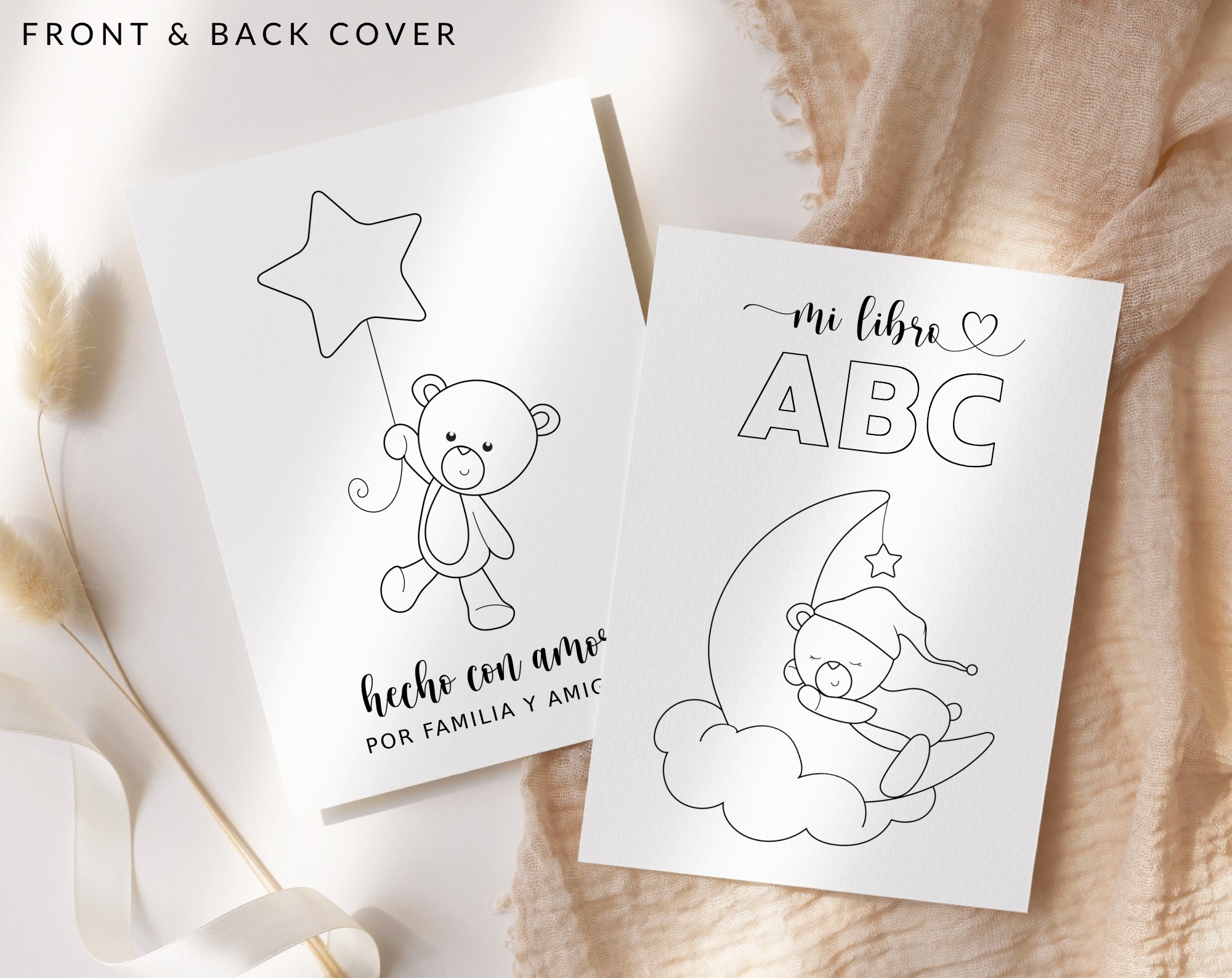 Spanish Baby's First ABC Book, Blank Version, Draw Your Own, Baby Shower Activity, Printable File, 2 Sizes Included
