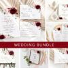 Burgundy and Blush Flowers Wedding Bundle, Printable File, Edit Yourself, SH01