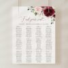 Burgundy and Blush Flowers Seating Chart, Wedding Sign, Printable File, Edit Yourself, SH01