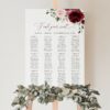 Burgundy and Blush Flowers Seating Chart, Wedding Sign, Printable File, Edit Yourself, SH01