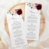 Burgundy and Blush Flowers Wedding Menu, Wedding Stationery, Printable File, Edit Yourself, SH01