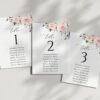 Blush Flowers Seating Cards, Wedding Stationery, Printable File, Edit Yourself, SH03