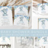 Baby Elephant Baby Shower Mini Bundle, Boy Baby Shower, Printable File, Edit Yourself, SH08