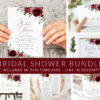 Burgundy Flowers Bridal Shower Mini Bundle, Printable File, Edit Yourself, SH13