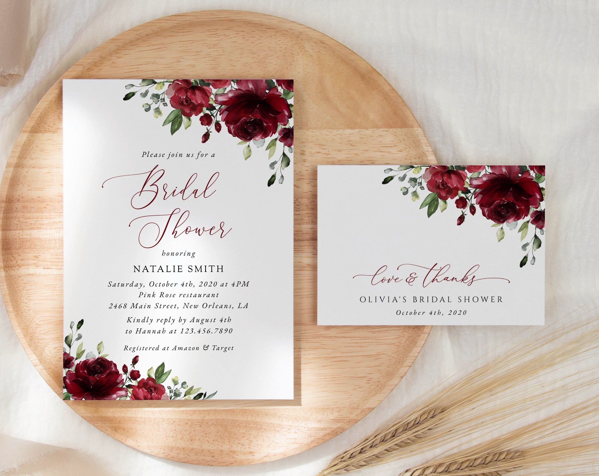 SH13 Burgundy Flowers Bridal Shower Shop by Collection