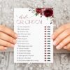 Burgundy Flowers Bridal Shower Games, Set of 3 Games, Printable File, Edit Yourself, SH13