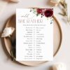 Burgundy Flowers Bridal Shower Games, Set of 3 Games, Printable File, Edit Yourself, SH13