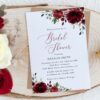 Burgundy Flowers Bridal Shower Invitation, Bridal Stationery, Printable File, Edit Yourself, SH13