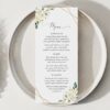 White Flowers Wedding Menu, Wedding Stationery, Printable File, Edit Yourself, SH33