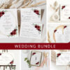 Burgundy Red Flowers Wedding Bundle, Printable File, Edit Yourself, SH34