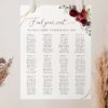 Burgundy Red Flowers Seating Chart, Wedding Sign, Printable File, Edit Yourself, SH34