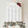 Burgundy Red Flowers Seating Chart, Wedding Sign, Printable File, Edit Yourself, SH34