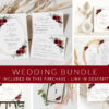 Burgundy Red Flowers Wedding Bundle, Printable File, Edit Yourself, SH34