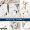 Navy and Pink Flowers Wedding Bundle, Printable File, Edit Yourself, SH35