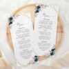 Navy and Pink Flowers Wedding Menu, Wedding Stationery, Printable File, Edit Yourself, SH35