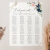 Navy and Pink Flowers Seating Chart, Wedding Sign, Printable File, Edit Yourself, SH35