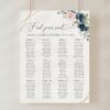 Navy and Pink Flowers Seating Chart, Wedding Sign, Printable File, Edit Yourself, SH35